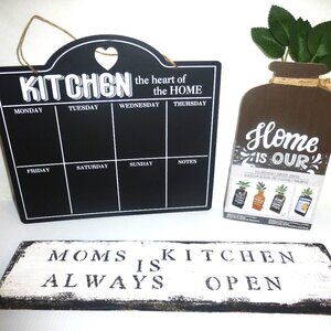 3X MOM'S KITCHEN Wood SIGN Weekly CALENDAR Schedule COOKBOOK STAND